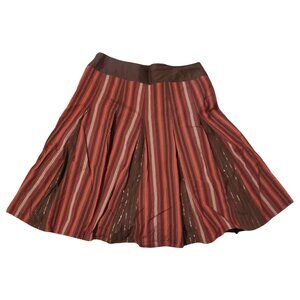 Apt. 9 Brown, Red, Grey, Orange, Gold Striped A-Line Skirt Cotton Size 10/Medium